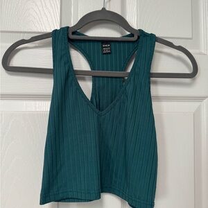 SHEIN Blue Ribbed Cut Out Tank Top